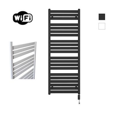 Elektrische Radiator Sanicare HWV – Moda Met Wifi 160×60 cm Mat Zwart 1159W Met Thermostaat Zwart Rechtsonder