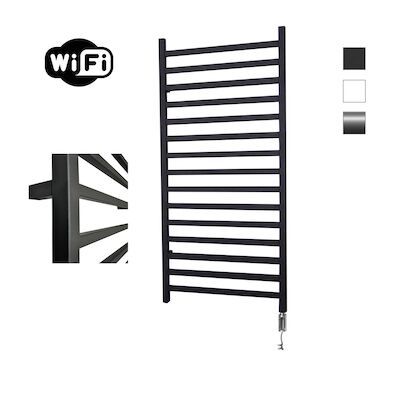 Elektrische Radiator Sanicare HWV – Qubic Met Wifi 126,4×60 cm Mat Zwart 773W Met Thermostaat Chroom Linksonder