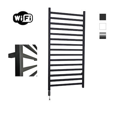 Elektrische Radiator Sanicare HWV – Qubic Met Wifi 126,4×60 cm Mat Zwart 773W Met Thermostaat Zwart Linksonder