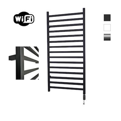 Elektrische Radiator Sanicare HWV – Qubic Met Wifi 126,4×60 cm Mat Zwart 773W Met Thermostaat Zwart Rechtsonder