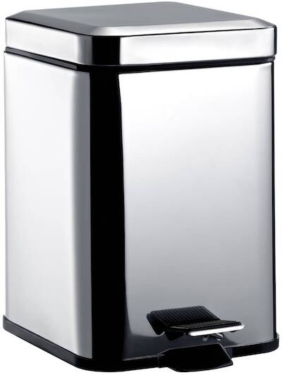 Emco System 2 afvalemmer 5 l. met deksel vierkant Chroom