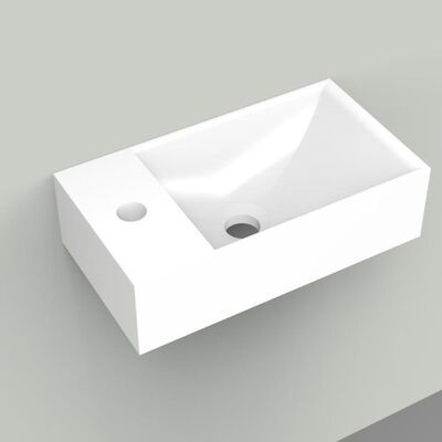 Fontein Arcqua Marble Free 40x22x12 cm Kraangat Links Glanzend Wit