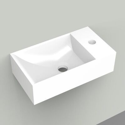 Fontein Arcqua Marble Free 40x22x12 cm Kraangat Rechts Glanzend Wit