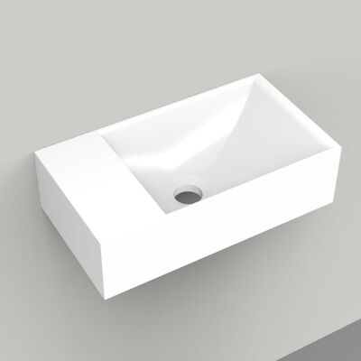 Fontein Arcqua Marble Free 40x22x12 cm Links Zonder Kraangat Glanzend Wit