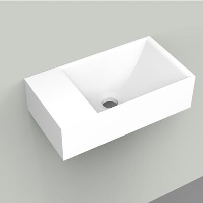 Fontein Arcqua Marble Free 40x22x12 cm Links Zonder Kraangat Mat Wit