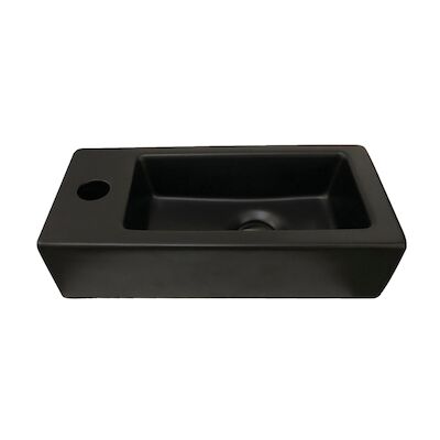 Fontein Best Design Farnetta 37x18x9cm Kraangat Links Mat Zwart