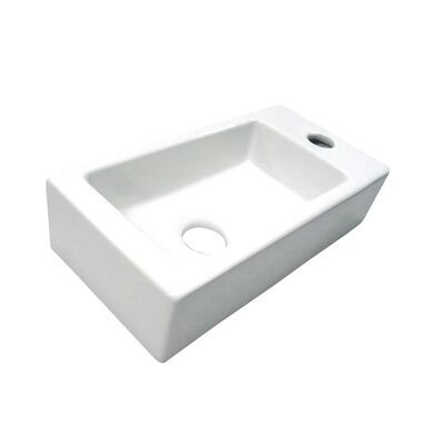 Fontein Best Design Farnetta 37x18x9cm Kraangat Rechts Mat Wit