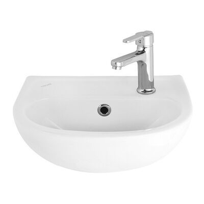 Fontein BWS 35×30 cm Keramiek Wit Met Kraangat Rechts