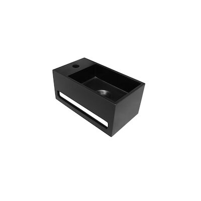 Fontein BWS Bali Solid Surface 36×20 cm Kraangat Links Mat Zwart