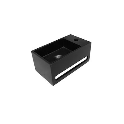 Fontein BWS Bali Solid Surface 36×20 cm Kraangat Rechts Mat Zwart