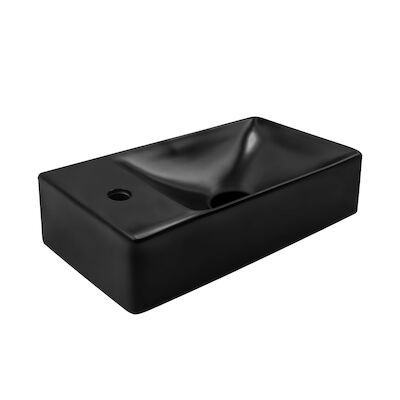 Fontein BWS Mini 37.5x22x10 cm Mat Zwart (kraangat links)