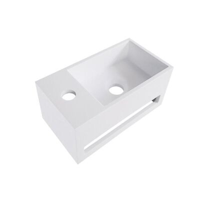 Fontein BWS Veroni met Handdoekhouder Solid Surface Mat Wit (kraangat links)