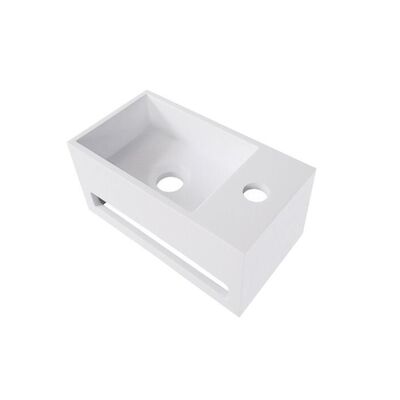 Fontein BWS Veroni met Handdoekhouder Solid Surface Mat Wit (kraangat rechts)