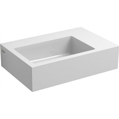 Fontein Clou Flush 2 36×24.5x9cm Mineraal Marmer Glans Wit (Met Voorbewerkt Kraangat Rechts)