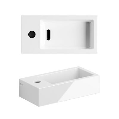 Fontein Clou Flush 3 36x18x9cm Keramiek Glans Wit (Met Kraangat Links)