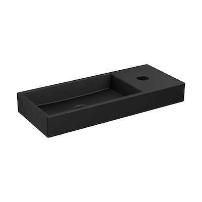 Fontein Clou Mini Wash Me 45x19x6cm Keramiek Mat Zwart (Met Kraangat Rechts)
