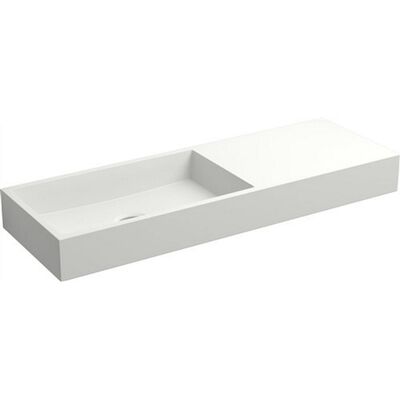 Fontein Clou Mini Wash Me 56x19x6cm Aluite Mat Wit (Met Voorbewerkt Kraangat Rechts)