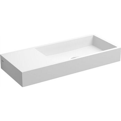 Fontein Clou Mini Wash Me Links 45x19x6cm Aluite Mat Wit (Met Voorbewerkt Kraangat)