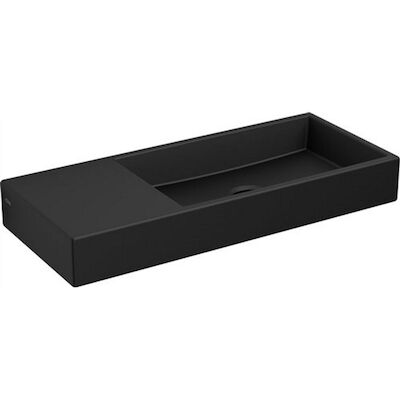 Fontein Clou Mini Wash Me Links 45x19x6cm Keramiek Mat Zwart (Zonder Kraangat)