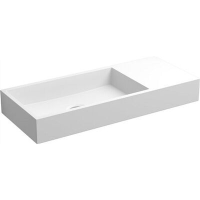 Fontein Clou Mini Wash Me Rechts 45x19x6cm Aluite Mat Wit (Met Voorbewerkt Kraangat)