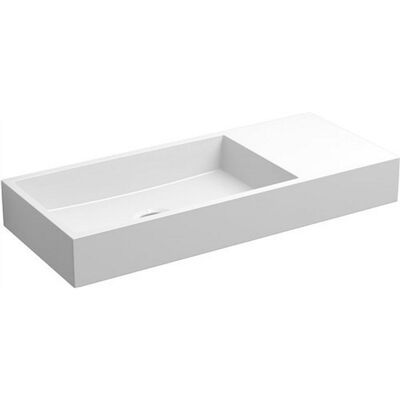 Fontein Clou Mini Wash Me Rechts 45x19x6cm Mirenaal Marmer Glans Wit (Met Voorbewerkt Kraangat)