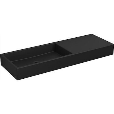 Fontein Clou Mini Wash Me Rechts 56x19x6cm Keramiek Mat Zwart (Zonder Kraangat)