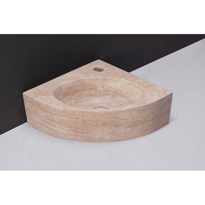 Fontein Forzalaqua Turino Travertin Gezoet 30x30x10 cm