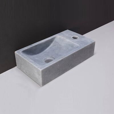 Fontein Forzalaqua Venetia Cloudy Marmer Gezoet Met Kraangat Rechts 40x22x10 cm