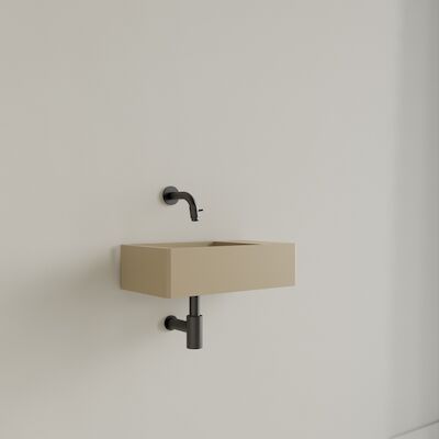 Fontein Gliss Design Freya Solid Marble 40x22x10 cm Zonder Kraangat Rechts Mat Cappuccino