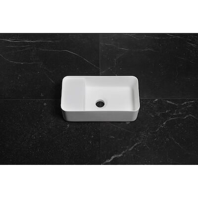 Fontein Luca Sanitair 35×18,5×12 cm Solid Surface Mat Wit (zonder kraangat)