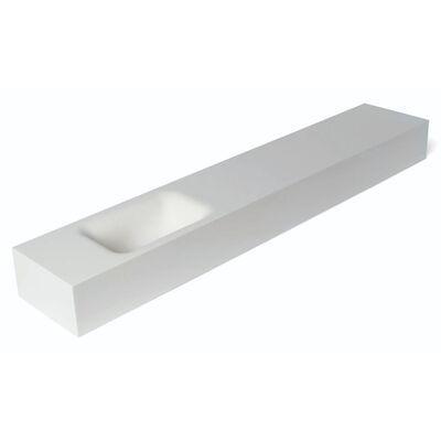 Fontein Luca Sanitair Lea 120x22x12 cm Solid Surface Links Zonder Kraangat Mat Wit