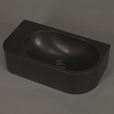 Fontein Luca Sanitair Wand 40×21.5×12 cm Solid Surface Zonder Kraangat Antraciet Links