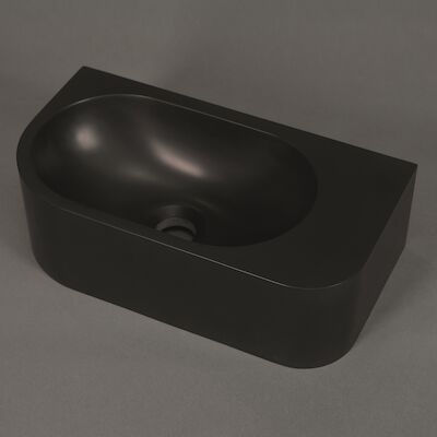 Fontein Luca Sanitair Wand 40×21.5×12 cm Solid Surface Zonder Kraangat Antraciet Rechts