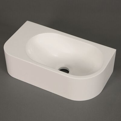 Fontein Luca Sanitair Wand 40×21.5×12 cm Solid Surface Zonder Kraangat Mat Wit Links