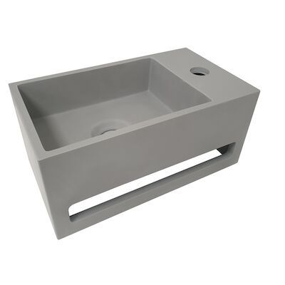 Fontein met Handdoekhouder BWS Betonlook 35.6×20.3×15.9 cm Grijs (kraangat rechts)