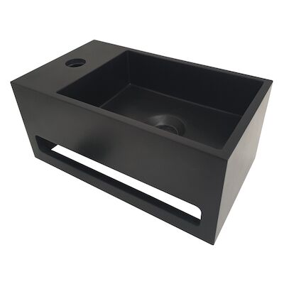 Fontein met Handdoekhouder Wiesbaden 35.6×20.3×15.9 cm Mat Zwart (kraangat links)