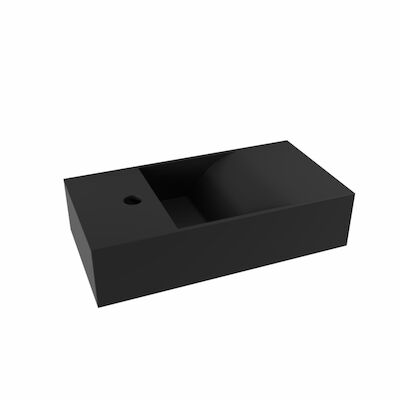 Fontein Salenzi Arro 50×26 cm Mat Zwart Links OP = OP