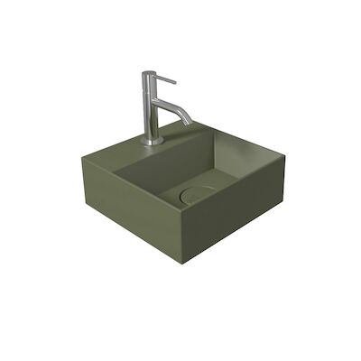 Fontein Salenzi Spy 30×30 cm Mat Legergroen (inclusief bijpassende waste)