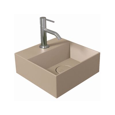 Fontein Salenzi Spy 30×30 cm Mat Taupe (inclusief bijpassende waste)