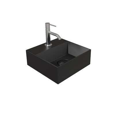Fontein Salenzi Spy 30×30 cm Mat Zwart (inclusief bijpassende waste)