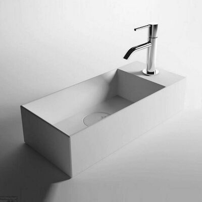 Fontein Salenzi Spy 45×20 cm Glans Wit Kraangat Rechts (inclusief bijpassende waste)