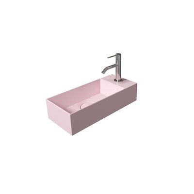 Fontein Salenzi Spy 45×20 cm Mat Roze Kraangat Rechts (inclusief bijpassende waste)