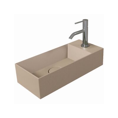 Fontein Salenzi Spy 45×20 cm Mat Taupe Kraangat Rechts (inclusief bijpassende waste)