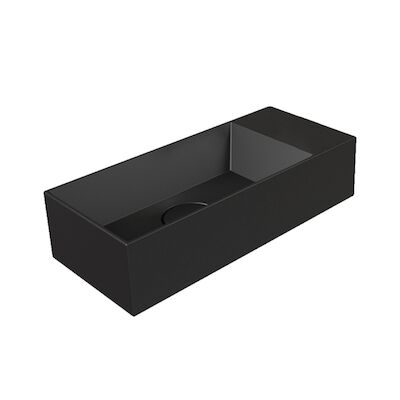 Fontein Salenzi Spy 45×20 cm Mat Zwart zonder Kraangat (inclusief bijpassende clickwaste)