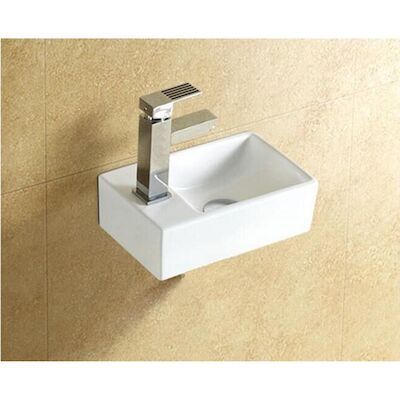 Fontein Sanilux New Wonder 30×18,5×9,5 cm met Afvoer en Kraan Keramiek Wit (Kraangat links)