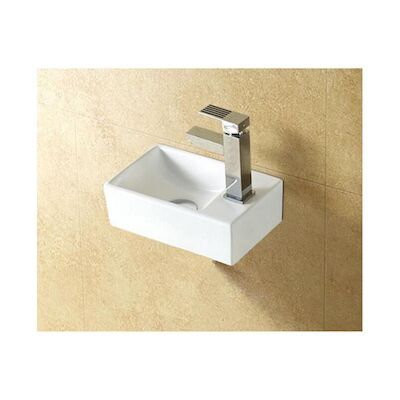 Fontein Sanilux New Wonder 30×18,5×9,5 cm met Afvoer en Kraan Keramiek Wit (Kraangat Rechts)