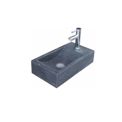 Fontein Sanilux Recto Mini Natuursteen 36x18x10 cm Antraciet (kraangat links of rechts)