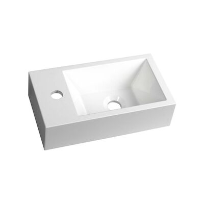 Fontein Sapho Amarok Rechthoekig 40×22 cm Links Cast Marble Wit