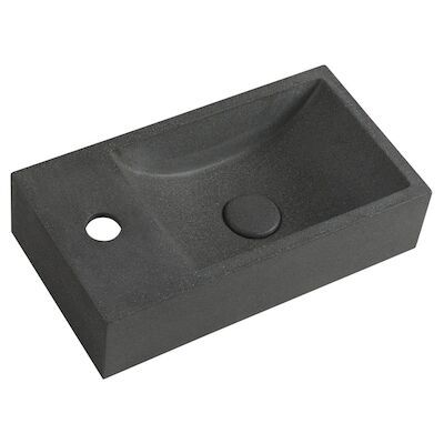 Fontein Sapho Crest 40×22 cm Kraangat Links met Waste Zwart Graniet