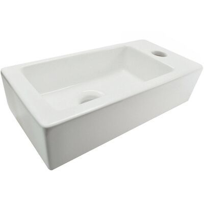 Fontein Wiesbaden Rhea Mini Rechthoek 36x18x9cm Keramiek Wit (Kraangat rechts)